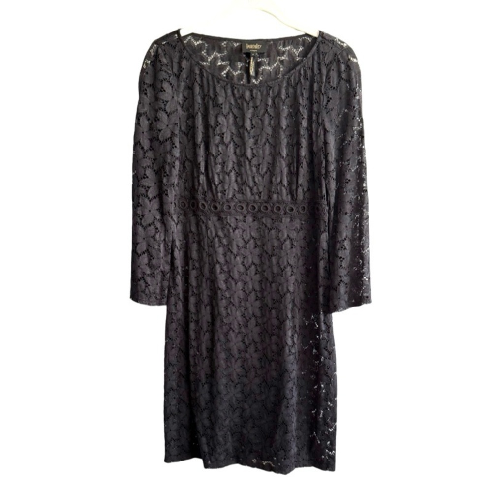 Laundry by Shelli Segal Lace Dress Three Quarter Sleeve Empire Black Size 6